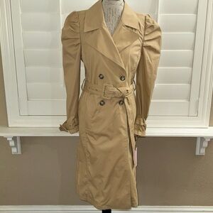 Avec Les Filles Puff Sleeve Cotton Trench Coat